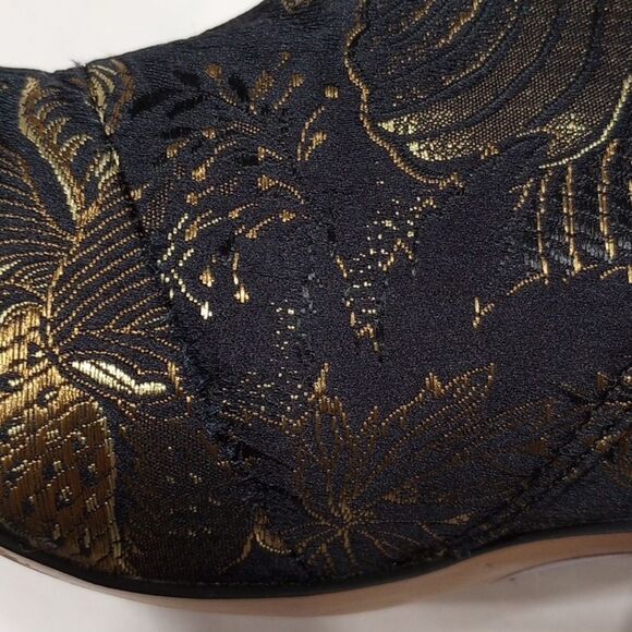 Black and Gold Embroidered Franco Sarto Heeled Boots - Picture 11 of 11